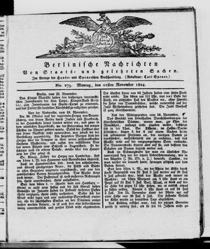 Berlinische Nachrichten von Staats- und gelehrten Sachen vom 22.11.1824
