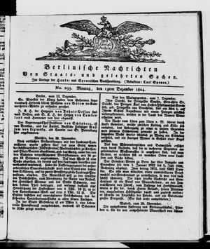 Berlinische Nachrichten von Staats- und gelehrten Sachen vom 13.12.1824