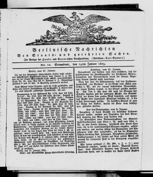 Berlinische Nachrichten von Staats- und gelehrten Sachen vom 15.01.1825