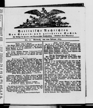 Berlinische Nachrichten von Staats- und gelehrten Sachen vom 02.02.1825