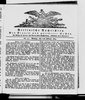 Berlinische Nachrichten von Staats- und gelehrten Sachen vom 07.02.1825