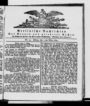 Berlinische Nachrichten von Staats- und gelehrten Sachen vom 11.03.1825