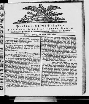 Berlinische Nachrichten von Staats- und gelehrten Sachen vom 18.03.1825