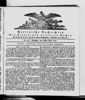 Berlinische Nachrichten von Staats- und gelehrten Sachen vom 26.04.1825