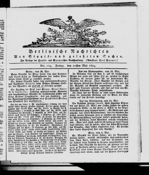 Berlinische Nachrichten von Staats- und gelehrten Sachen vom 20.05.1825