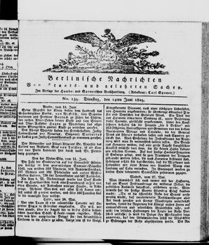 Berlinische Nachrichten von Staats- und gelehrten Sachen vom 14.06.1825