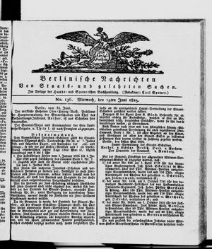 Berlinische Nachrichten von Staats- und gelehrten Sachen vom 15.06.1825