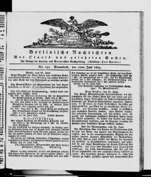 Berlinische Nachrichten von Staats- und gelehrten Sachen vom 18.06.1825