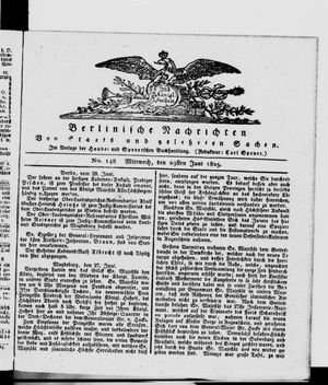 Berlinische Nachrichten von Staats- und gelehrten Sachen vom 29.06.1825