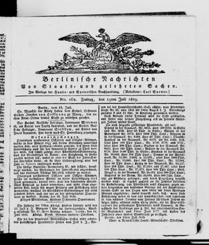 Berlinische Nachrichten von Staats- und gelehrten Sachen vom 15.07.1825