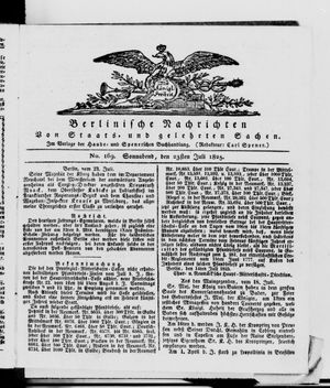 Berlinische Nachrichten von Staats- und gelehrten Sachen vom 23.07.1825
