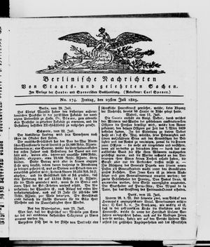Berlinische Nachrichten von Staats- und gelehrten Sachen vom 29.07.1825