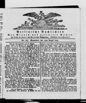 Berlinische Nachrichten von Staats- und gelehrten Sachen vom 13.08.1825