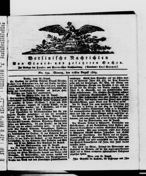 Berlinische Nachrichten von Staats- und gelehrten Sachen vom 22.08.1825