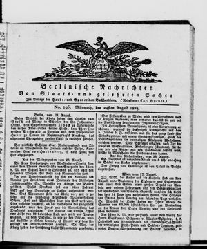 Berlinische Nachrichten von Staats- und gelehrten Sachen vom 24.08.1825