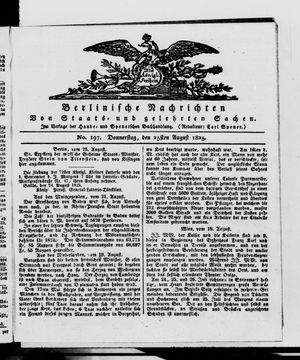 Berlinische Nachrichten von Staats- und gelehrten Sachen vom 25.08.1825