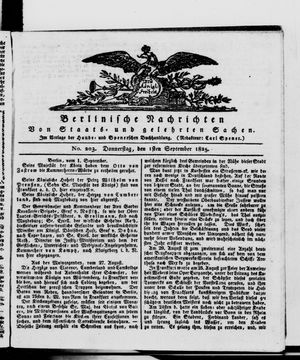 Berlinische Nachrichten von Staats- und gelehrten Sachen vom 01.09.1825