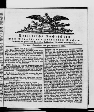Berlinische Nachrichten von Staats- und gelehrten Sachen vom 03.09.1825