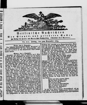Berlinische Nachrichten von Staats- und gelehrten Sachen on Sep 9, 1825