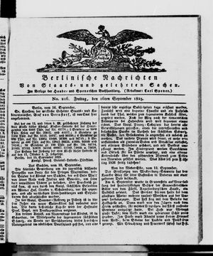 Berlinische Nachrichten von Staats- und gelehrten Sachen vom 16.09.1825