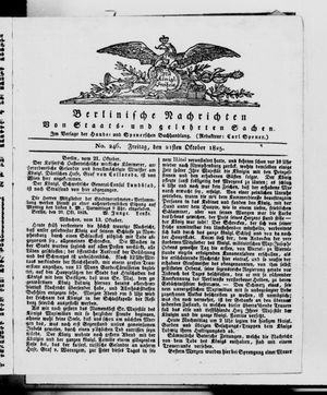 Berlinische Nachrichten von Staats- und gelehrten Sachen vom 21.10.1825