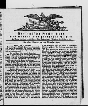 Berlinische Nachrichten von Staats- und gelehrten Sachen vom 07.11.1825