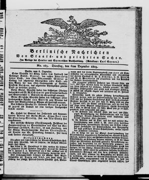 Berlinische Nachrichten von Staats- und gelehrten Sachen vom 06.12.1825