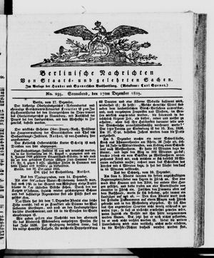 Berlinische Nachrichten von Staats- und gelehrten Sachen vom 17.12.1825