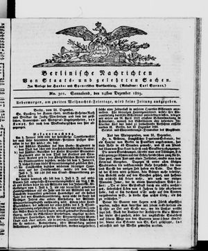 Berlinische Nachrichten von Staats- und gelehrten Sachen vom 24.12.1825