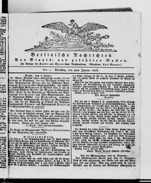 Berlinische Nachrichten von Staats- und gelehrten Sachen on Jan 3, 1826