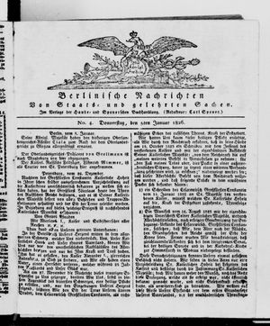 Berlinische Nachrichten von Staats- und gelehrten Sachen vom 05.01.1826
