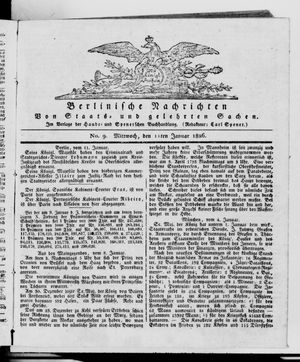 Berlinische Nachrichten von Staats- und gelehrten Sachen vom 11.01.1826