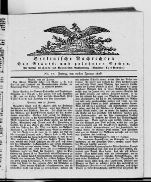 Berlinische Nachrichten von Staats- und gelehrten Sachen vom 20.01.1826