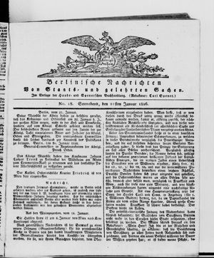 Berlinische Nachrichten von Staats- und gelehrten Sachen vom 21.01.1826