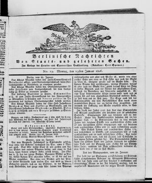 Berlinische Nachrichten von Staats- und gelehrten Sachen vom 23.01.1826