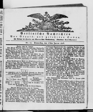 Berlinische Nachrichten von Staats- und gelehrten Sachen vom 26.01.1826