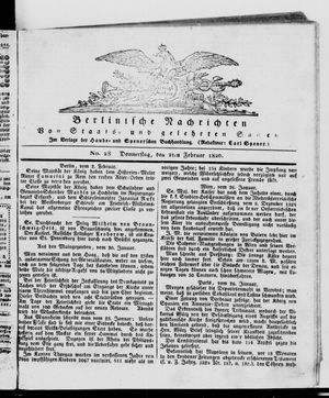 Berlinische Nachrichten von Staats- und gelehrten Sachen vom 02.02.1826