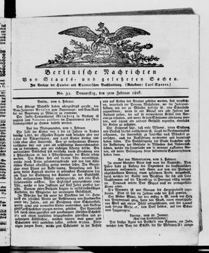 Berlinische Nachrichten von Staats- und gelehrten Sachen vom 09.02.1826