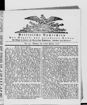 Berlinische Nachrichten von Staats- und gelehrten Sachen on Feb 20, 1826