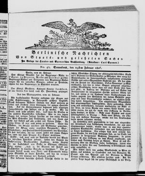 Berlinische Nachrichten von Staats- und gelehrten Sachen vom 25.02.1826