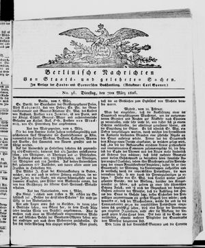 Berlinische Nachrichten von Staats- und gelehrten Sachen vom 07.03.1826