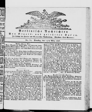 Berlinische Nachrichten von Staats- und gelehrten Sachen vom 14.03.1826