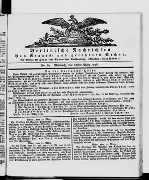 Berlinische Nachrichten von Staats- und gelehrten Sachen vom 22.03.1826