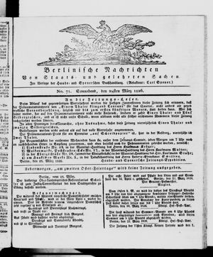 Berlinische Nachrichten von Staats- und gelehrten Sachen vom 25.03.1826