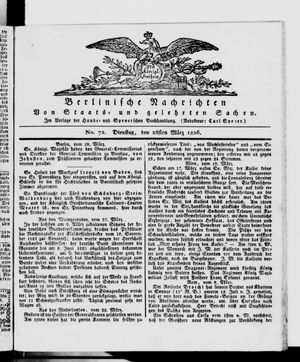 Berlinische Nachrichten von Staats- und gelehrten Sachen vom 28.03.1826
