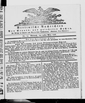 Berlinische Nachrichten von Staats- und gelehrten Sachen vom 29.03.1826