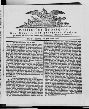 Berlinische Nachrichten von Staats- und gelehrten Sachen vom 07.04.1826