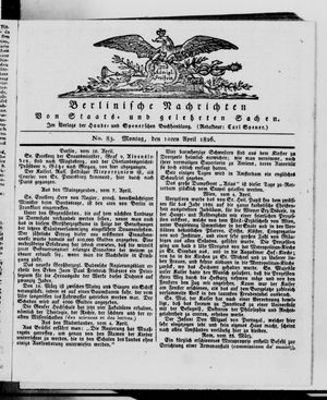 Berlinische Nachrichten von Staats- und gelehrten Sachen vom 10.04.1826