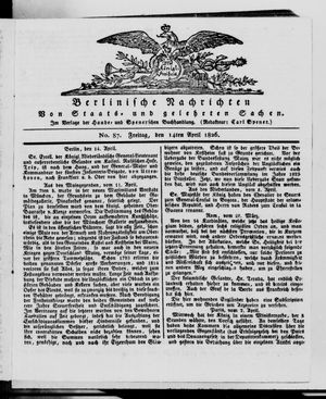 Berlinische Nachrichten von Staats- und gelehrten Sachen vom 14.04.1826