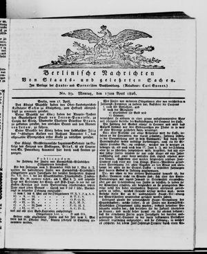 Berlinische Nachrichten von Staats- und gelehrten Sachen vom 17.04.1826